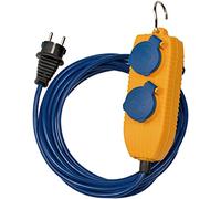 Brennenstuhl Rallonge avec répartiteur 4 Positions (câble d'alimentation de 5 m en Bleu pour Une Utilisation à Court Terme en extérieur, IP54, avec Crochet en métal Pliant)