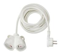 BRENNENSTUHL Rallonge electrique 2m avec fiche plate et prise double -IP20. type de cable H05VV-F 3G1.5-. Blanc
