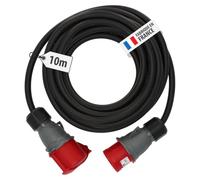 Brennenstuhl Rallonge électrique CEE 10m de câble (IP44, 32A/415V, 5 pôles, Fabrication Française) Noire 1167971 Rouge