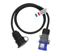 Brennenstuhl Rallonge électrique CEE/Standard français/Câble Adaptateur pour Camping, Commerce ambulant (fiche CEE P17, prolongateur Standard français, 1,5m H07RN-F), fabriquée en France
