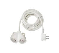 Brennenstuhl Rallonge 5m de câble avec fiche Plate et Prise Double (Utilisation en intérieur) 1161821225 Blanc