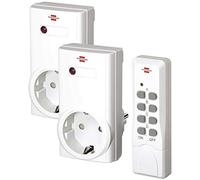 Brennenstuhl RCS 1000 N Comfort Lot de 2 Prises télécommandées Framboise pi avec émetteur Manuel et Protection renforcée Contre Les Contacts Blanc