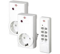 Brennenstuhl RCS 1000 N Comfort Lot de 2 Prises télécommandées Framboise pi avec émetteur Manuel et Protection renforcée Contre Les Contacts Blanc