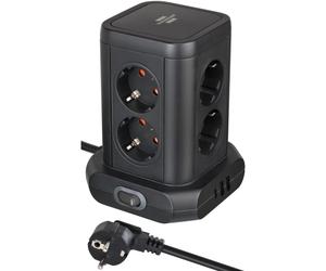 Brennenstuhl Steckdosenturm 8fach mit 2xUSB A,1xUSB C,black