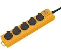 Brennenstuhl Super-Solid SL 554 Multiprise de Jardin pour Une Utilisation dans Le Jardin (5 Prises, câble de 2 m, avec déclencheur, IP54), Jaune