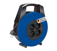 Brennenstuhl, enrouleur de câble Vario-Line 15m avec 4 prises et poignée, Noir / Bleu