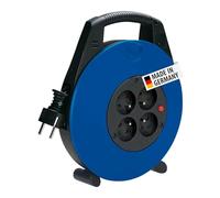 Enrouleur de Câble 4 Prises Rallonge Vario-Line 5m avec Poignée Ergonomique Noir / Bleu
