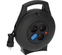 Brennenstuhl Vario Line Enrouleur électrique 3 Voies avec USB/Mini Rallonge électrique (Enrouleur de câble d'intérieur avec Fonction de Chargement USB et câble de 10m, Made in Germany) Noir