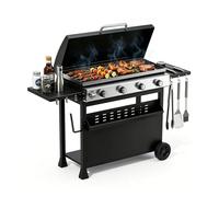 Brenner Gas Propane 32 000 BTU avec plancha et chariot amovible, idéal pour terrasse, camping et hayon polyvalent, dessus de table ou nd