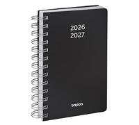 Brepols - 1 Agenda Journalier Spiralé Polypro - Juillet 2026 à Juillet 2027 - Format 12 x 17 cm - Couverture Noir
