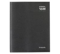 BREPOLS - 1 Agenda Semainier 16 Mois BRETIME CALPE Noir - Septembre 2026 à Décembre 2027 - Format 14 x 21 cm - 6 Langages
