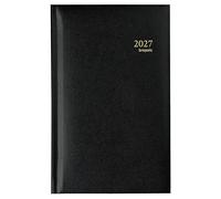 Brepols - Agenda Semainier Interplan - Couverture Lima Noir - Janvier 2027 à Décembre 2027 - Dimension 9 x 16 cm - Reliure Cousue - 6 Langages