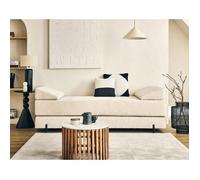 Bestmobilier Canapé convertible 3 places Brescia en tissu velours relief Beige