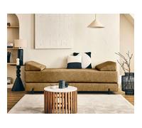Brescia - banquette 3 places convertible en tissu velours relief - Jaune Jaune G