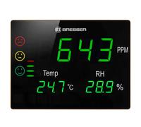 Bresser CO2 Smile XXL Un moniteur de mesure de la qualité de l'air, de l'humidité et de la température avec écran extra large.