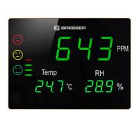 Bresser CO2 Smile XXL Un moniteur de mesure de la qualité de l'air, de l'humidité et de la température avec écran extra large.