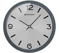 Bresser Horloge Murale MyTime Silver Edition avec Mouvement à Quartz Silencieux et Cadre en Acier Inoxydable laqué, Gris.