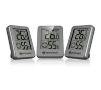 Bresser Lot de 3 thermomètres hygromètres - Thermomètre numérique - Contrôle de l'humidité intérieure - Convient pour le réfrigérateur - Aimant mural - Prévention de la moisissure - Indicateur Smiley