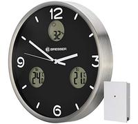 Bresser MyTime IO NX Horloge Murale Radio-pilotée avec thermomètre et hygromètre 30 cm de diamètre, Noir (Nouvelle Version)