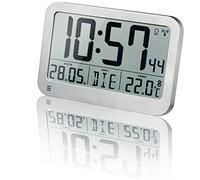 Bresser MyTime MC Horloge Murale numérique LCD avec thermomètre Argenté 225 x 150 mm