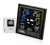 Bresser National Geographic 9070600 Station Météo Couleur Sans Fil Avec Capteur Extérieur VA, Noir,