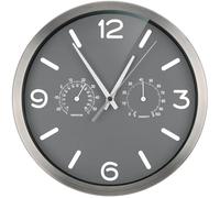 Bresser Horloge murale MyTime ND Radio-pilotée silencieuse Thermo-hygro Inox Gris 250x250 mm
