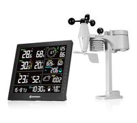 Bresser Station météo WiFi 8-en-1 Capteur extérieur vent pluie UV WBGT alerte chaleur prévisions phase lunaire hygromètre intérieur