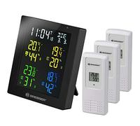 Bresser Thermomètre et hygromètre Clima Temp Hygro Quadro Colour avec 4 points de mesure différents, 3 capteurs extérieurs, noir