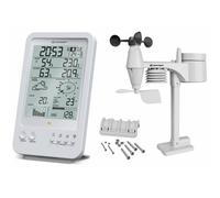 Bresser Station météo Weather Center 5-en-1 - Radio avec capteur extérieur - Blanche