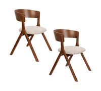 BRESSO - 2 chaises en bois et tissu beige Beige