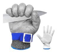 Brevanza Gants Anti-Coupure Niveau 9 - Protection pour Cuisine, Huître, Boucherie - Maille en Acier Inoxydable pour Découpe de Viande (Taille M)