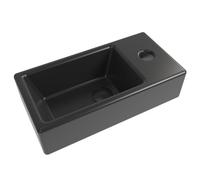 Brevis Lave-mains suspendu Noir mat avec trou pour robinetterie à droite, 40,5x20,5x10,5cm + Bonde