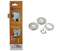 Bricard - 2674 - Serrure pour porte de chambre- d'intérieur- Electrozinguée & 667020 Paire de rosaces INOX Tempo Chambre, Porte intérieure