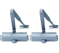 Bricard 6100107 Ferme-Porte à bras compas force 2 à 4 (jusqu'à 80kg), Technologie Pignon Crémaillère, coloris Argent (Lot de 2)