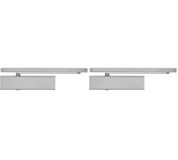 Bricard 6451257 Ferme-porte technologie pignon crémaillère excentré, force 1 à 3 (jusqu’à 60kg), bras à glissière, Argent (Lot de 2)