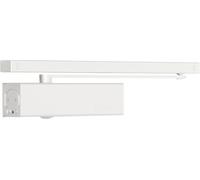 Bricard 6471251 Ferme-Porte technologie Pignon Crémaillère Excentré, force 1 à 4 (jusqu’à 80kg), bras à Glissière/anti-vandalisme, 100% Réversible, Blanc