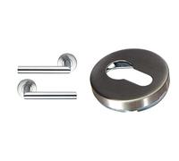 Bricard 666452 Paire de poignées de Porte sur Rosace INOX Tempo Disco, carré de 7mm & 667021 Paire de rosaces INOX Tempo pour Porte d'entrée