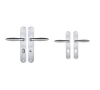 Bricard 984056 Ensemble poignées zamak sur Plaque Esquisse & 984050 Set de Poignées Zamak sur Plaque pour Chambre, Porte Intérieure, Couleur : Argent