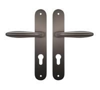 Bricard 9840T1 Ensemble Poignées sur Plaque Esquisse Zamak couleur Titane pour Porte d'Entrée avec ressort de rappel