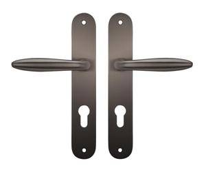 Bricard 9840T1 Ensemble Poignées sur Plaque Esquisse Zamak couleur Titane pour Porte d'Entrée avec ressort de rappel