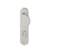 Bricard 9900071 Ensemble de Poignées Blindées sur Plaque Essential Palière Béquille + Aileron pour Porte d’Entrée (pour Cylindre Européen), Coloris Argent