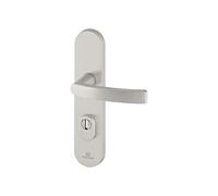 Bricard 9900171 Ensemble de Poignées Blindées sur Plaque Essential Béquille + Béquille pour Porte d’entrée (pour Cylindre Européen), coloris Argent