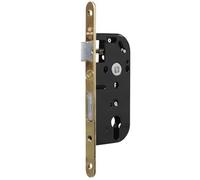 Bricard - Serrure à larder à cylindre noir axe 40 mm A encastrer réversible bouts ronds doré NF