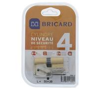 BRICARD TRIALS 16001 Cylindre 30+30 mm double entrée laiton jaune niveau de sécurité 4
