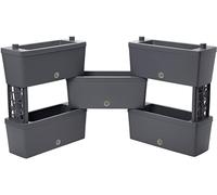 Brick - Kit de 5 jardinières modulaires pour compositions florales, plantes aromatiques et potager vertical. Kit de 5 jardinières connectables de 59 cm. Couleur grise. Fabriqué en Italie