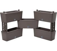 Brick - Kit de 5 jardinières modulaires pour compositions florales, plantes aromatiques et potager vertical. Kit de 5 jardinières connectables de 59cm. Couleur gris tourterelle. Fabriqué en Italie