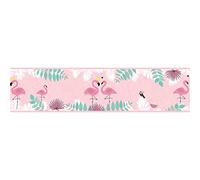 BRICOFLOR Frise papier peint animaux flamant rose Frise murale parfaite pour chambre de fille Frise papier peint rose facile à coller