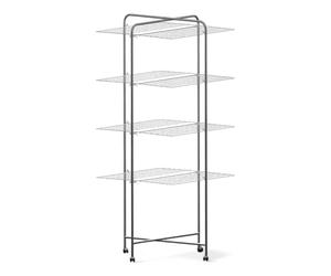 Briconess.com Étendoir à linge à tour en acier antirouille, 4 étages, pliable, avec roulettes pour extérieur et douche, 40 mètres,