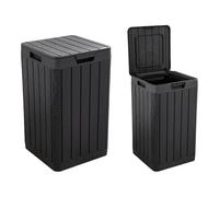 Briconess.com Poubelle de jardin en résine 80 l avec porte-sac et fermeture à pression Rio Garden anthracite TOOMAX
