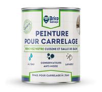 BRICOSALVAJE Peinture carrelage cuisine & salle de bain à l'eau - finition MAT | Sans sous-couche | Lavable | Haute résistance (Blanc alpin, 750 ml)